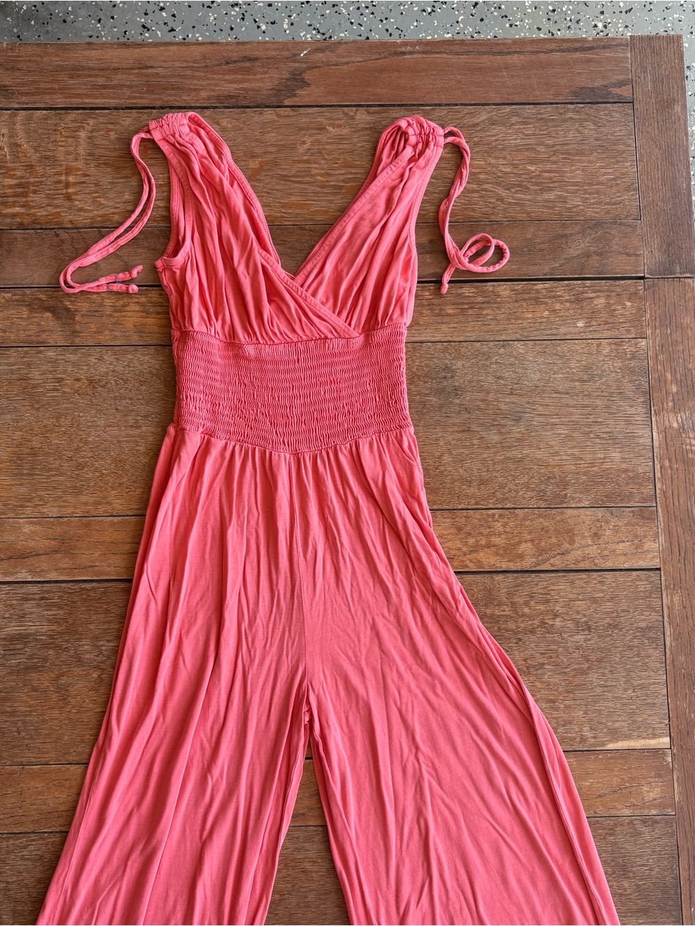 Lascana Coral Pink Jumpsuit with Smocked Waist size small 0681